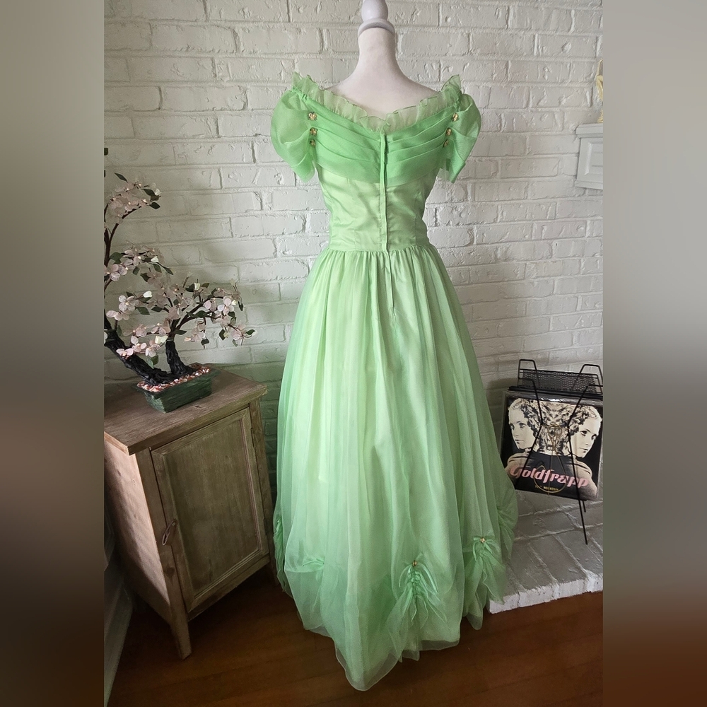 CLEARANCE Vtg 1960s Flower Ball Gown, Fairy, Romantic, Victorian, Wedding, Prom - Picture 6 of 14